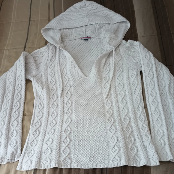 Polo Jeans Ralph Lauren White Cable Knit Sweater Hoodie L - Picture 1 of 11